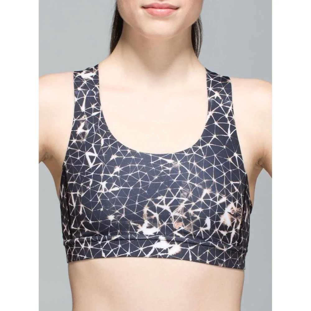 LULULEMON All Sport Bra Adjustable Star Crushed Multi Black Size 8 Luxtreme Run